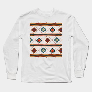 Southwestern Motif in Blue Long Sleeve T-Shirt